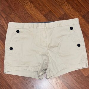 Nautica Women's Beige Cargo Shorts with Black Button Accents